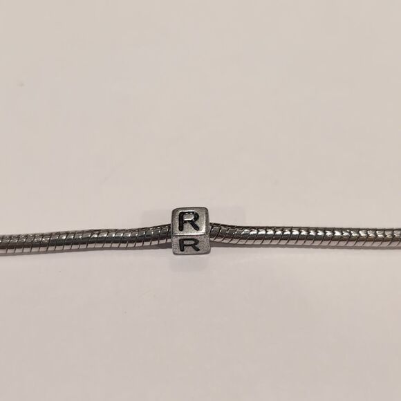 Silver R Spacer Charm for Pandora Style Bracelet‎ - Picture 4 of 5